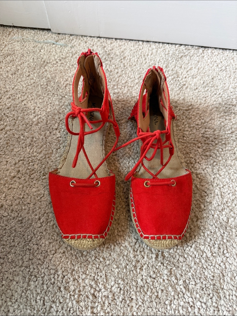 Merona Red Lace-Up Espadrille Flats